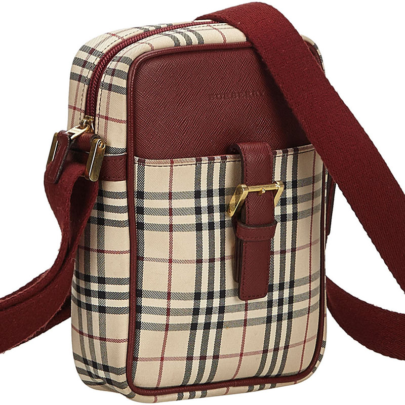 

Burberry Brown House Check Canvas And Leather Crossbody Bag, Beige