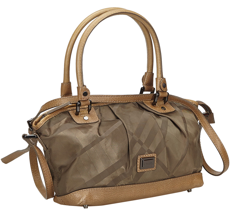 

Burberry Brown Plaid Nylon Satchel Bag