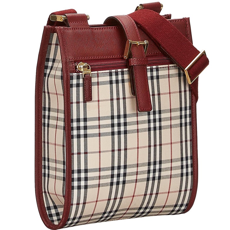 

Burberry Brown/Red House Check Canvas And Leather Crossbody Bag
