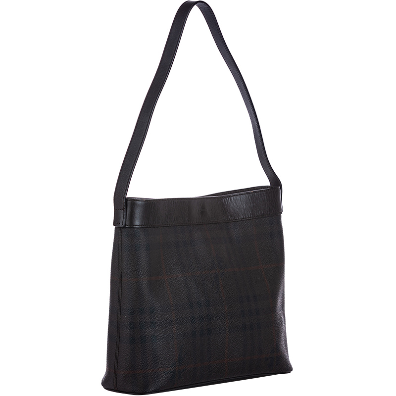 

Burberry Brown Haymarket Check Coated Canvas Shoulder Bag