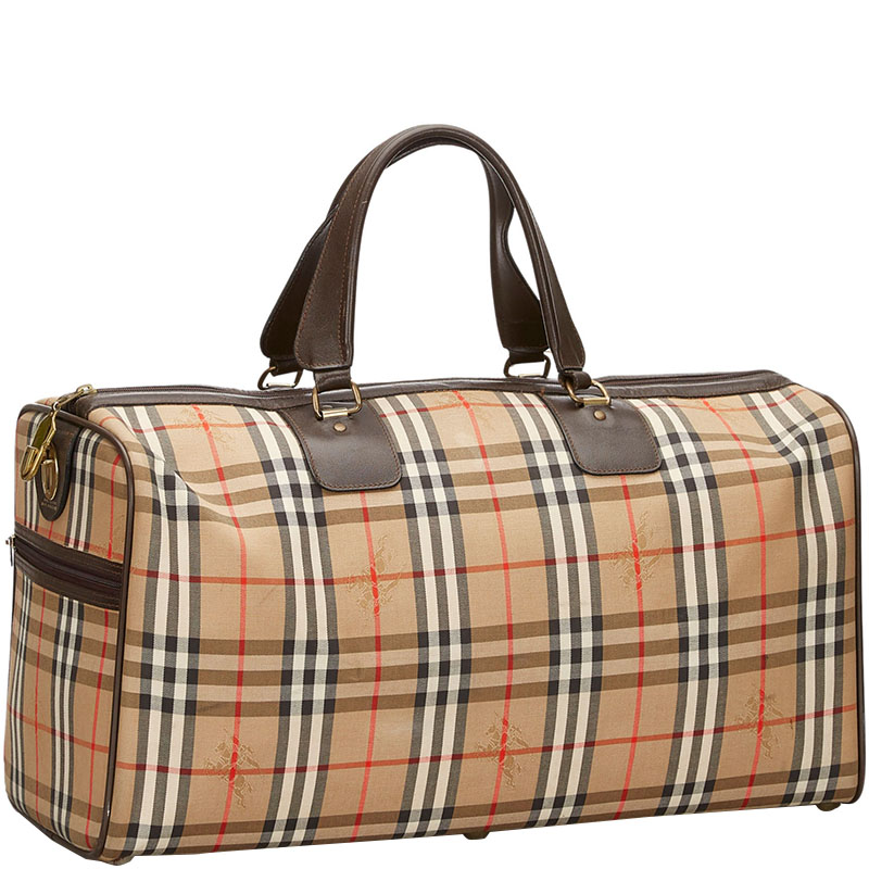 

Burberry Brown Haymarket Check Canvas Duffle Bag