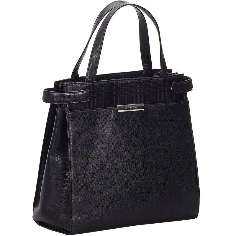 

Burberry Black Leather Tote Bag