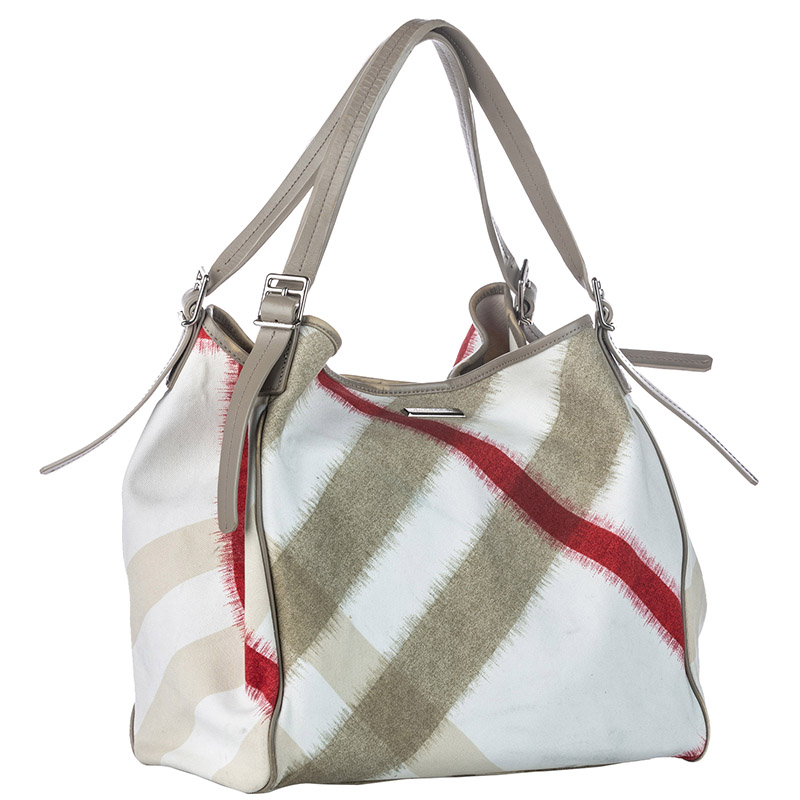 

Burberry White Mega Check Nylon Buckleigh Tote Bag