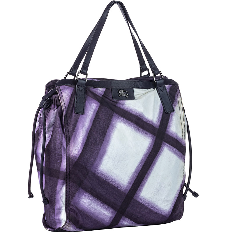 

Burberry White/Blue Mega Check Nylon Buckleigh Tote Bag