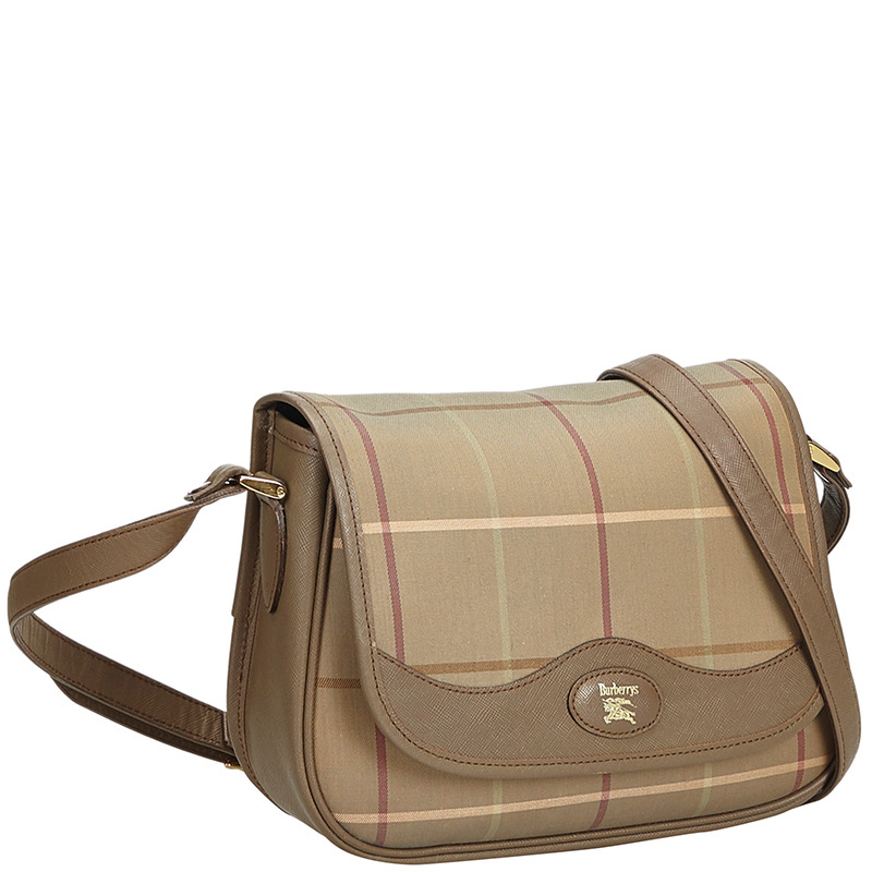 

Burberry Brown Jacquard Canvas Leather Crossbody Bag