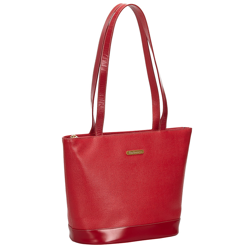 

Burberry Red Leather Tote Bag