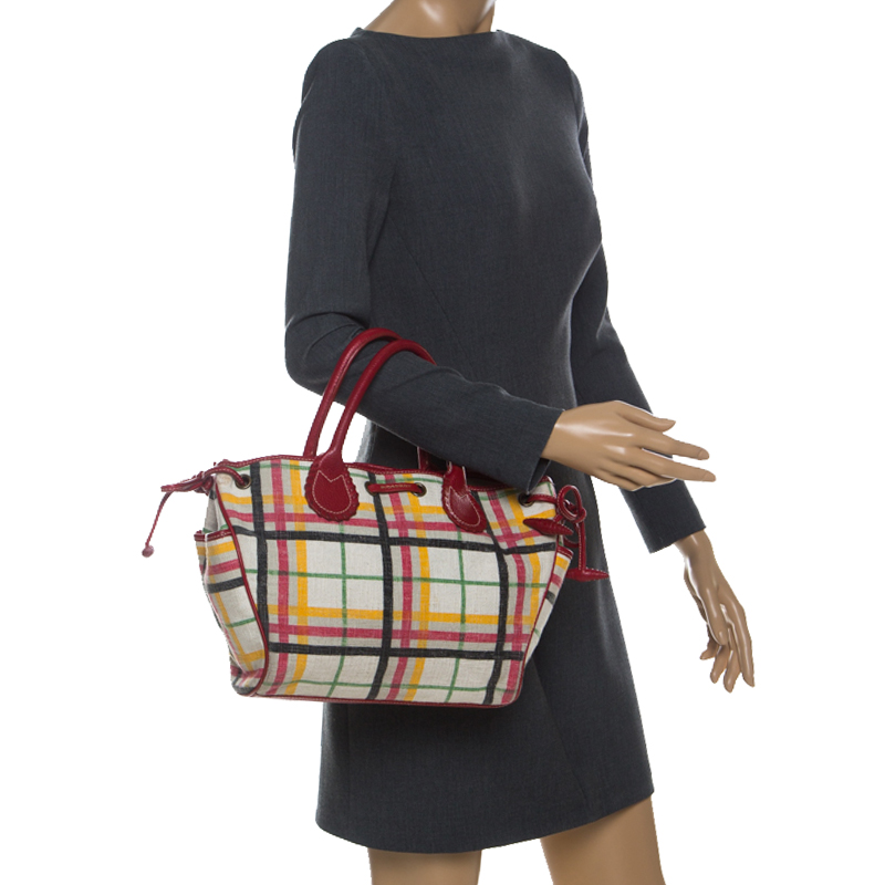 

Burberry Multicolor House Check Canvas and Leather Drawstring Tote