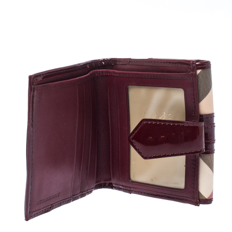 

Burberry Burgundy/Beige Nova Check PVC and Patent Leather French Wallet