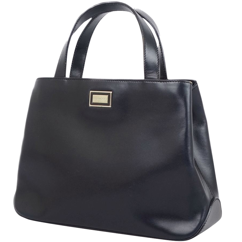 

Burberry Black Leather Top Handle Bag