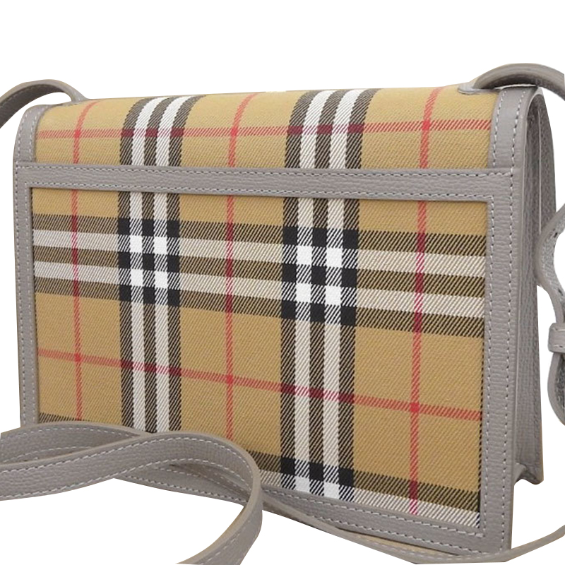 

Burberry Beige/Gray Canvas Leather Check Crossbody Bag