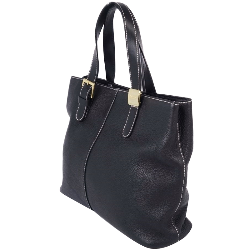 

Burberry Black Leather Check Top Handle Bag