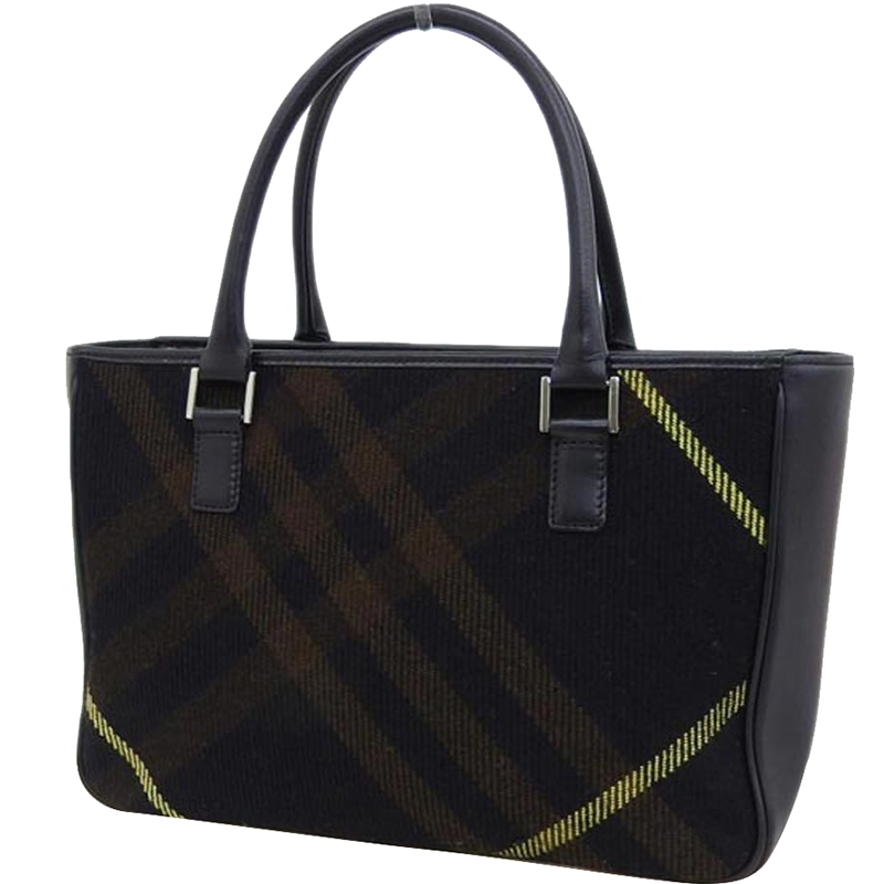 

Burberry Tricolor Canvas Leather Top Handle Bag, Black