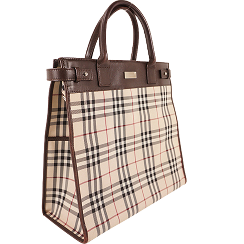 

Burberry Beige Canvas Leather Nova Check Tote Bag
