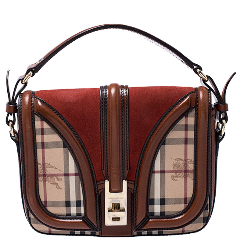Burberry Multicolor Haymarket Check Canvas/Suede and Leather Messenger Bag