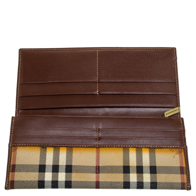 

Burberry Beige Haymarket Check PVC and Leather Continental Wallet