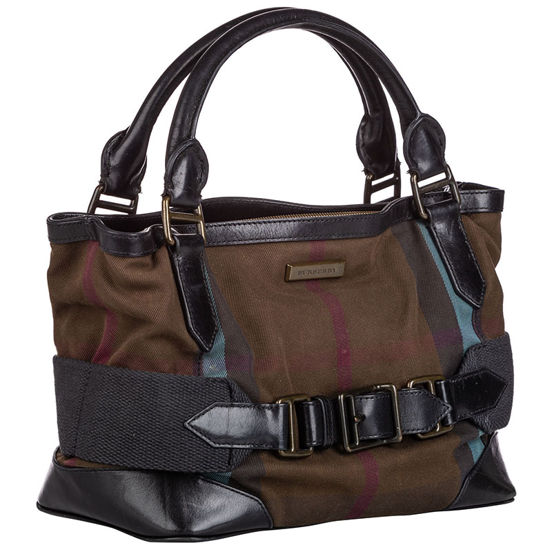 

Burberry Brown Smoke Check Canvas Satchel
