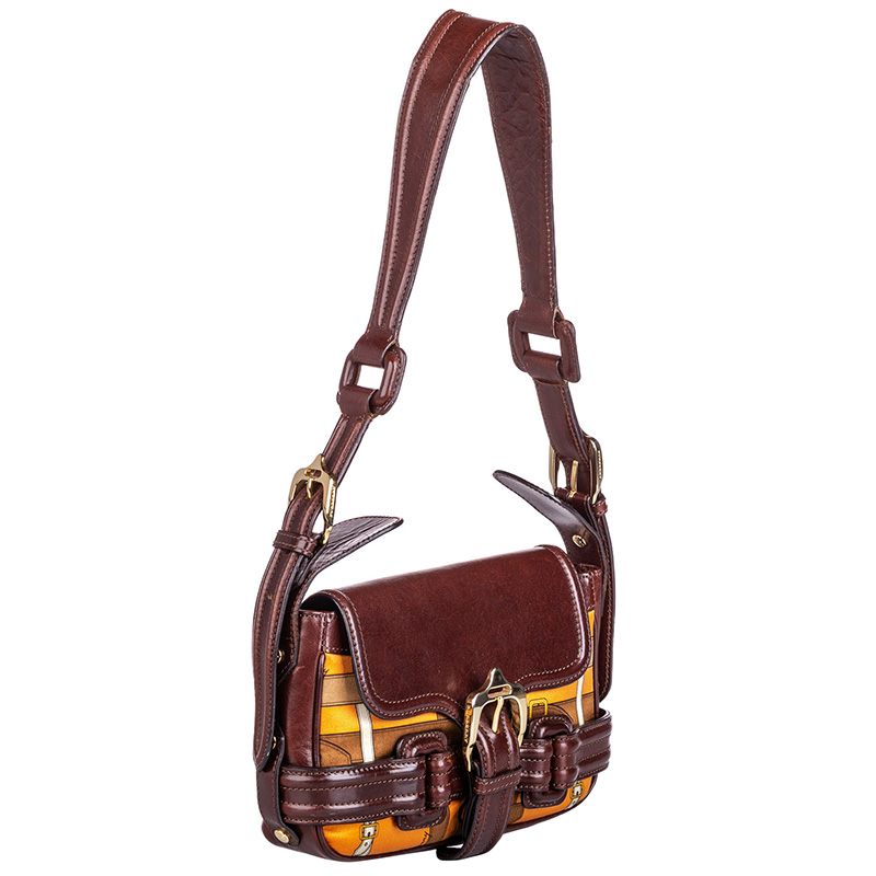 

Burberry Brown Printed Canvas And Leather Shoulder Bag