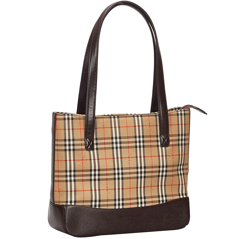 

Burberry Brown Haymarket Check Canvas Tote Bag