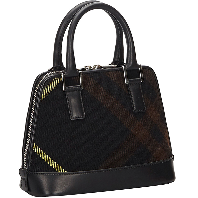 

Burberry Black Plaid Wool Bag