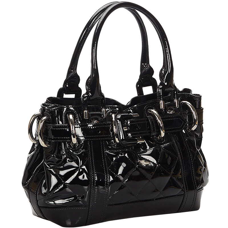 

Burberry Black Quilted Patent Leather Bag