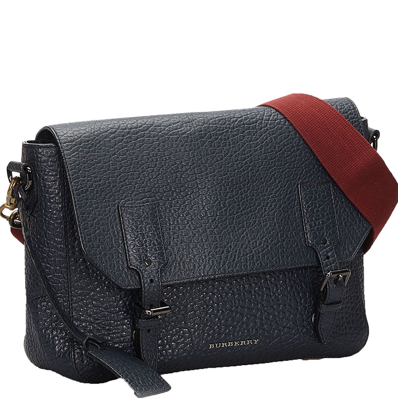 

Burberry Blue/Red Embossed Leather Crossbody Bag