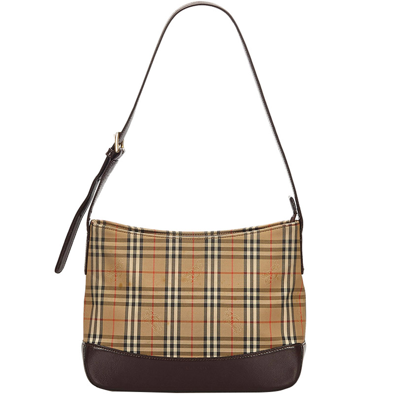 burberry check canvas shoulder bag