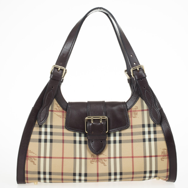 Pre Owned Burberry Haymarket Check Satchel