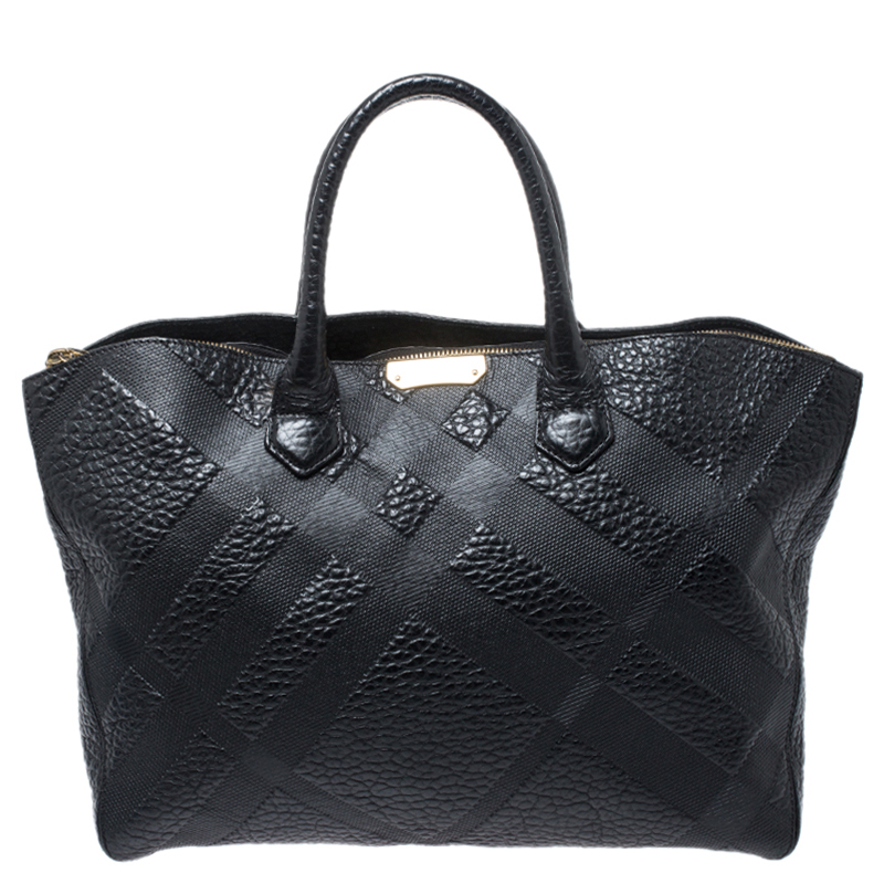 Pre Owned Burberry Black Leather Medium Dewsbury Tote 