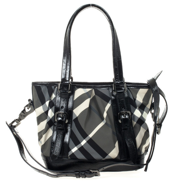 burberry black and white check handbag