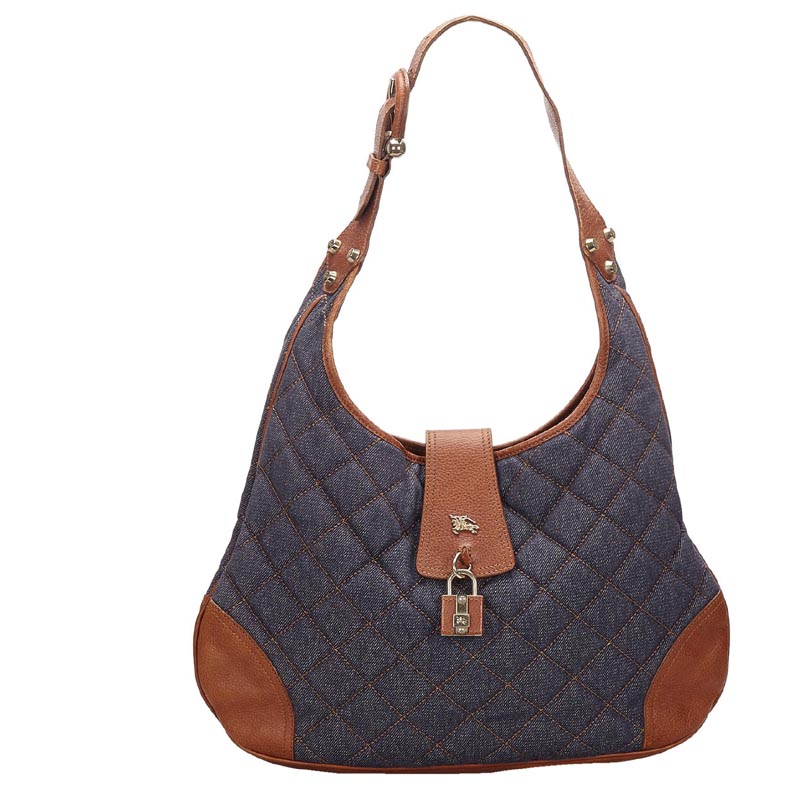 Burberry Blue/Brown Quilted Denim Brooke Hobo Bag Burberry | TLC