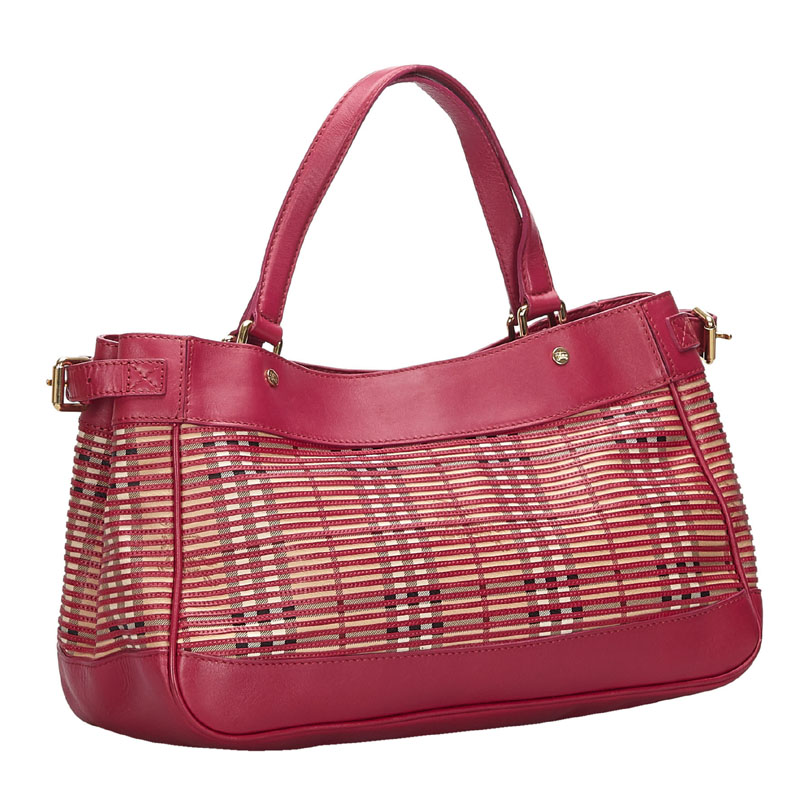 

Burberry Pink Haymarket Check Leather Shoulder Bag