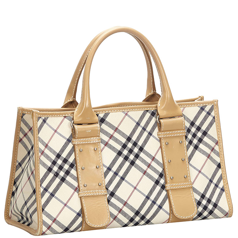 

Burberry Brown/Black Nova Plaid Canvas Top Handle Bag, Beige