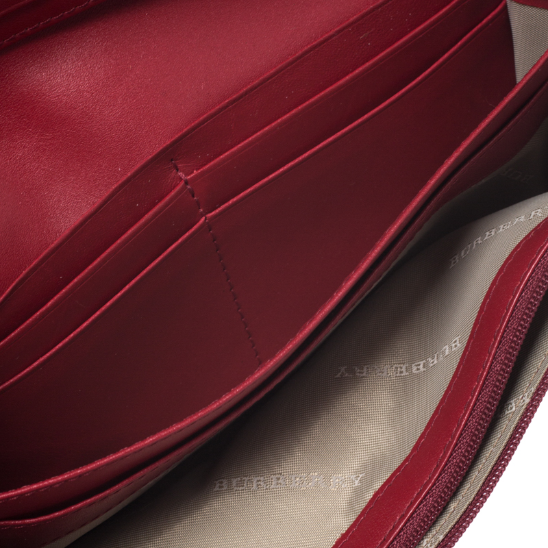 

Burberry Rasberry Nova Check PVC Penrose Continental Wallet, Red