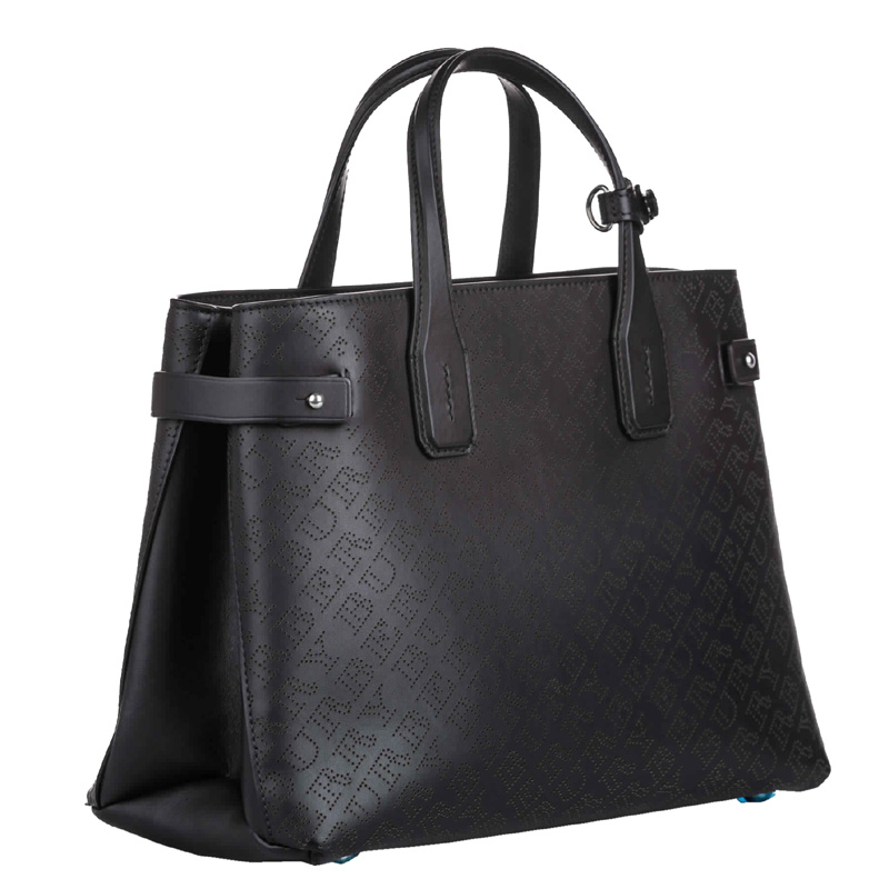 

Burberry Black Perforated Leather  Banner Tote