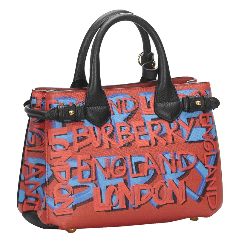 

Burberry Red Leather Graffiti Banner Satchel, Black