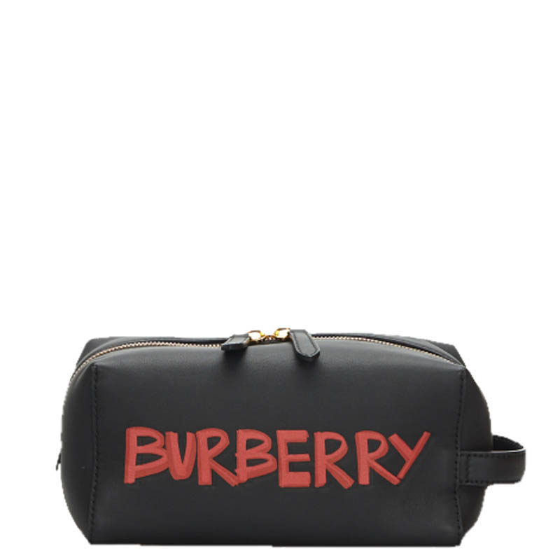 Pre-owned Burberry Black Graffiti Leather Clutch Bag