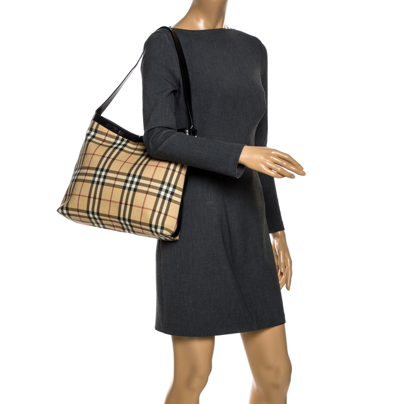 

Burberry Beige/Black Nova Check Coated Canvas Shoulder Bag