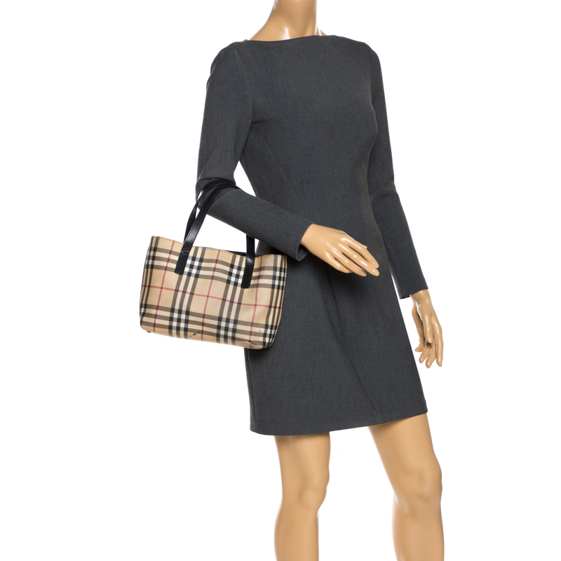 

Burberry Beige/Black House Check Coated Canvas Tote