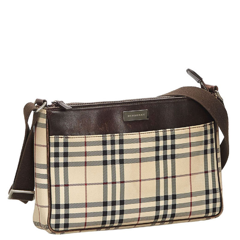 

Burberry Brown House Check Canvas Shoulder Bag, Beige