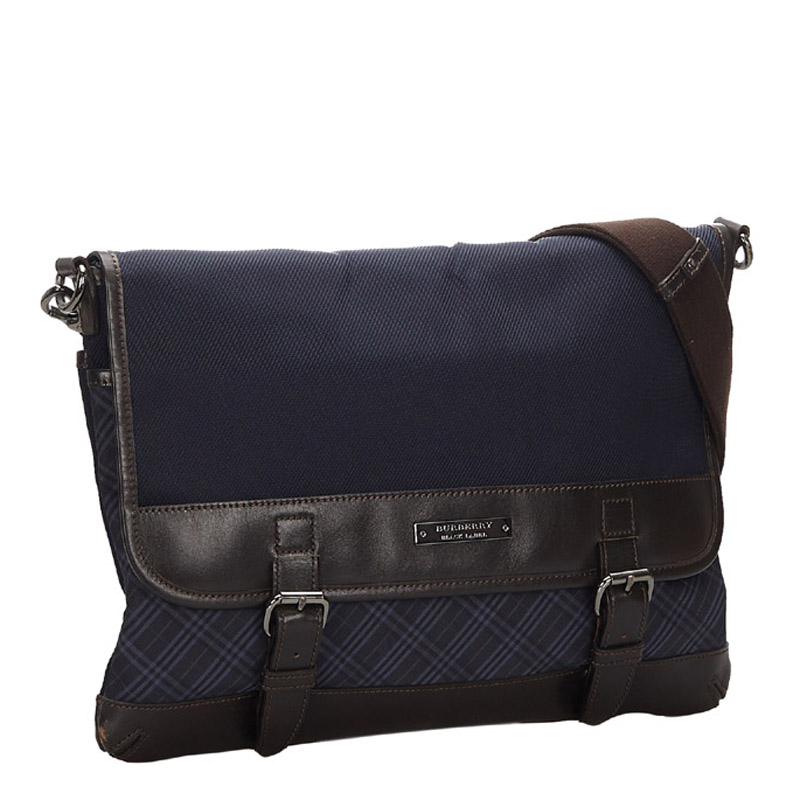 

Burberry Black/Blue Canvas Leather Crossbody Bag
