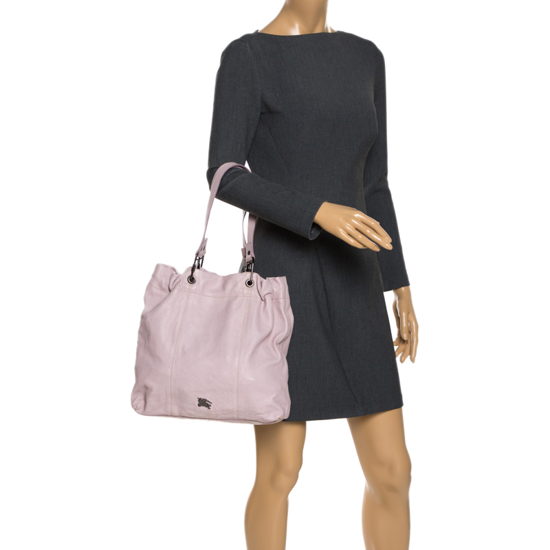 

Burberry Pink Leather Drawstring Tote
