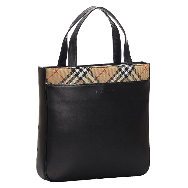 

Burberry Black Nova Check Leather Tote Bag