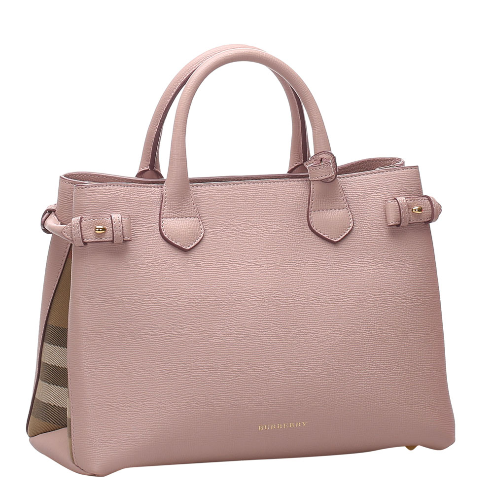 

Burberry Pink Leather Medium Banner Tote