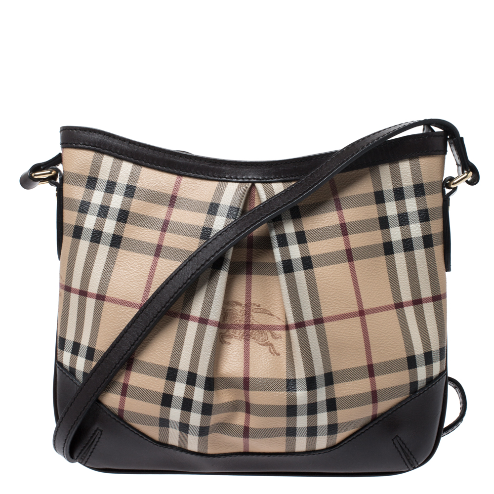 Burberry Beige Haymarket Check Coated Canvas and Leather Hartham Crossbody Bag
