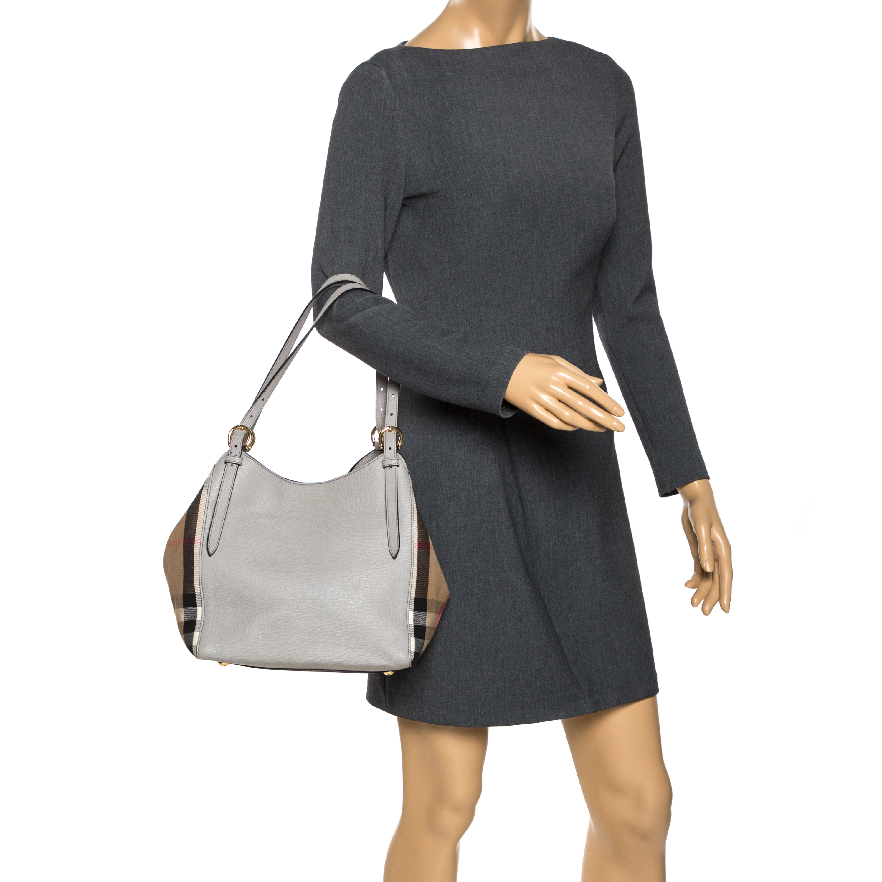 

Burberry Grey House Check Canvas and Leather  Canterbury Tote