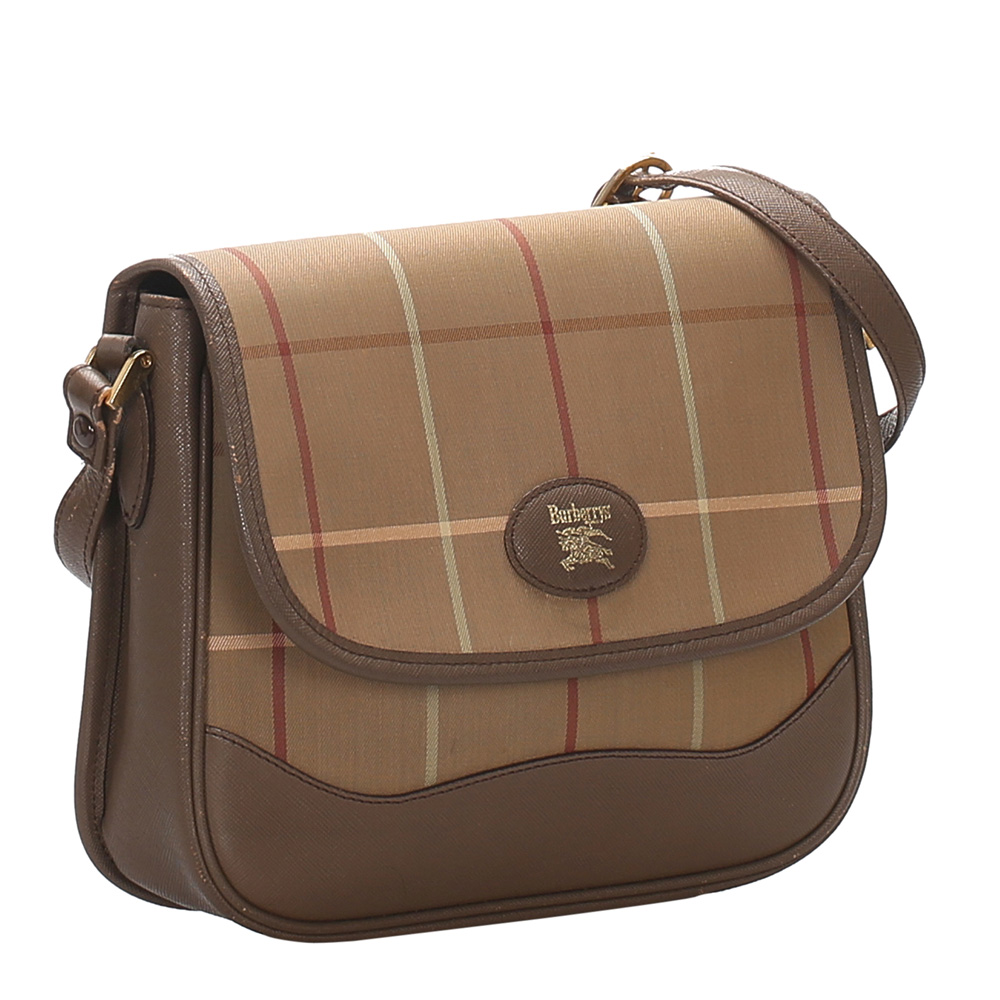 

Burberry Brown/Beige Plaid Cotton Crossbody Bag