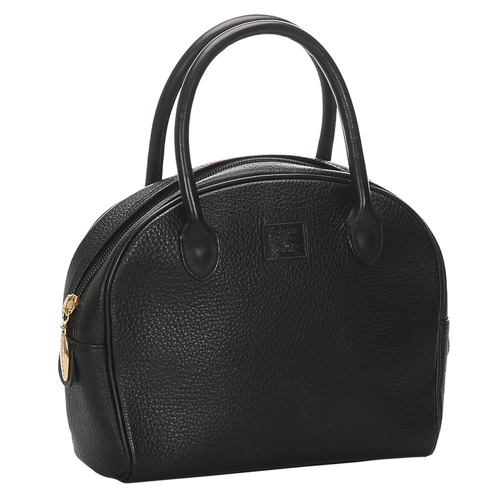 

Burberry Black Leather Top Handle Bag