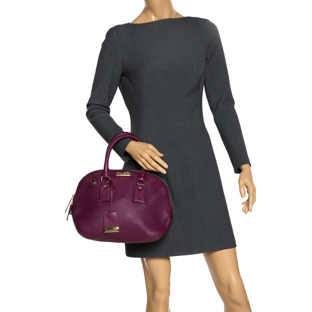

Burberry Plum Leather Dome Satchel, Purple