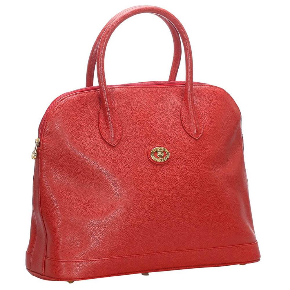 

Burberry Red Calfskin Leather Satchel Bag