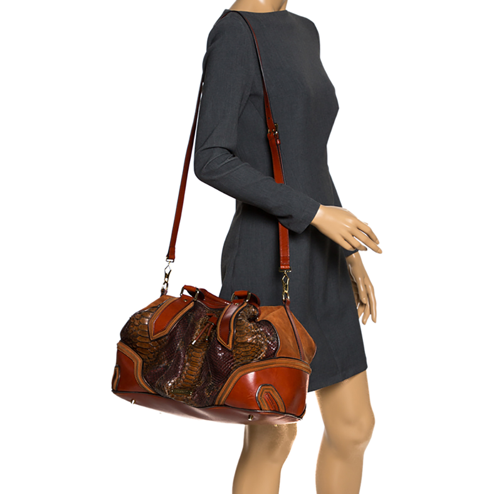 

Burberry Brown Python, Leather and Suede Drawstring Shoulder Bag